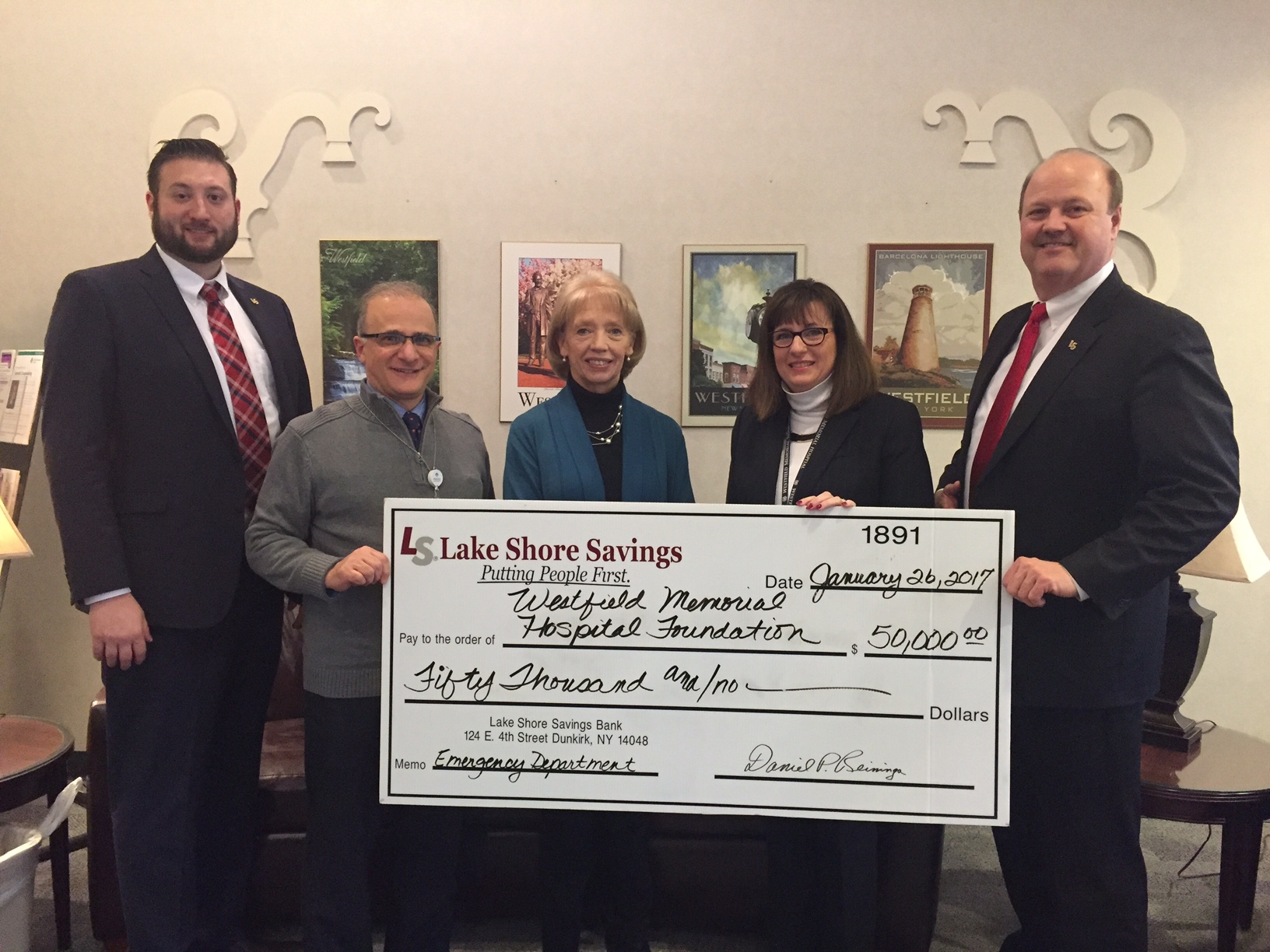 Lake Shore Savings Bank Makes $50K Donation To Westfield Hospital